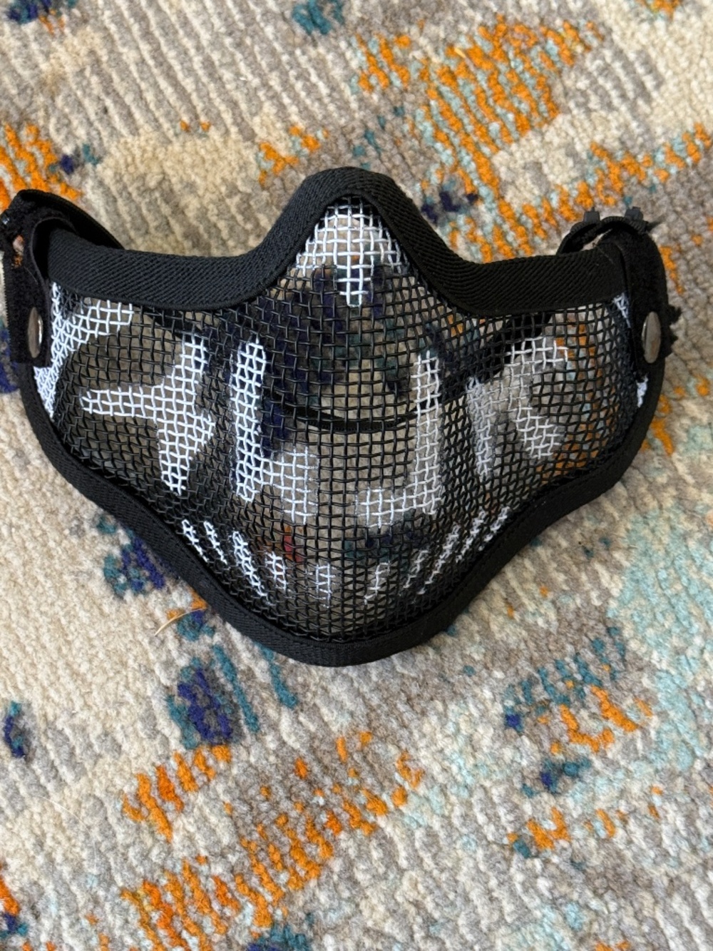 Airsoft Mask Half Face Metal Wired Mesh Black white Halloween Costume Skeleton